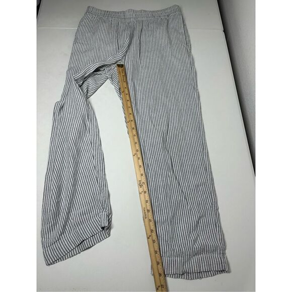 Old Navy Women’s Linen Blend Striped Pants Elastic Waist Straight Leg Sz M - Picture 7 of 15